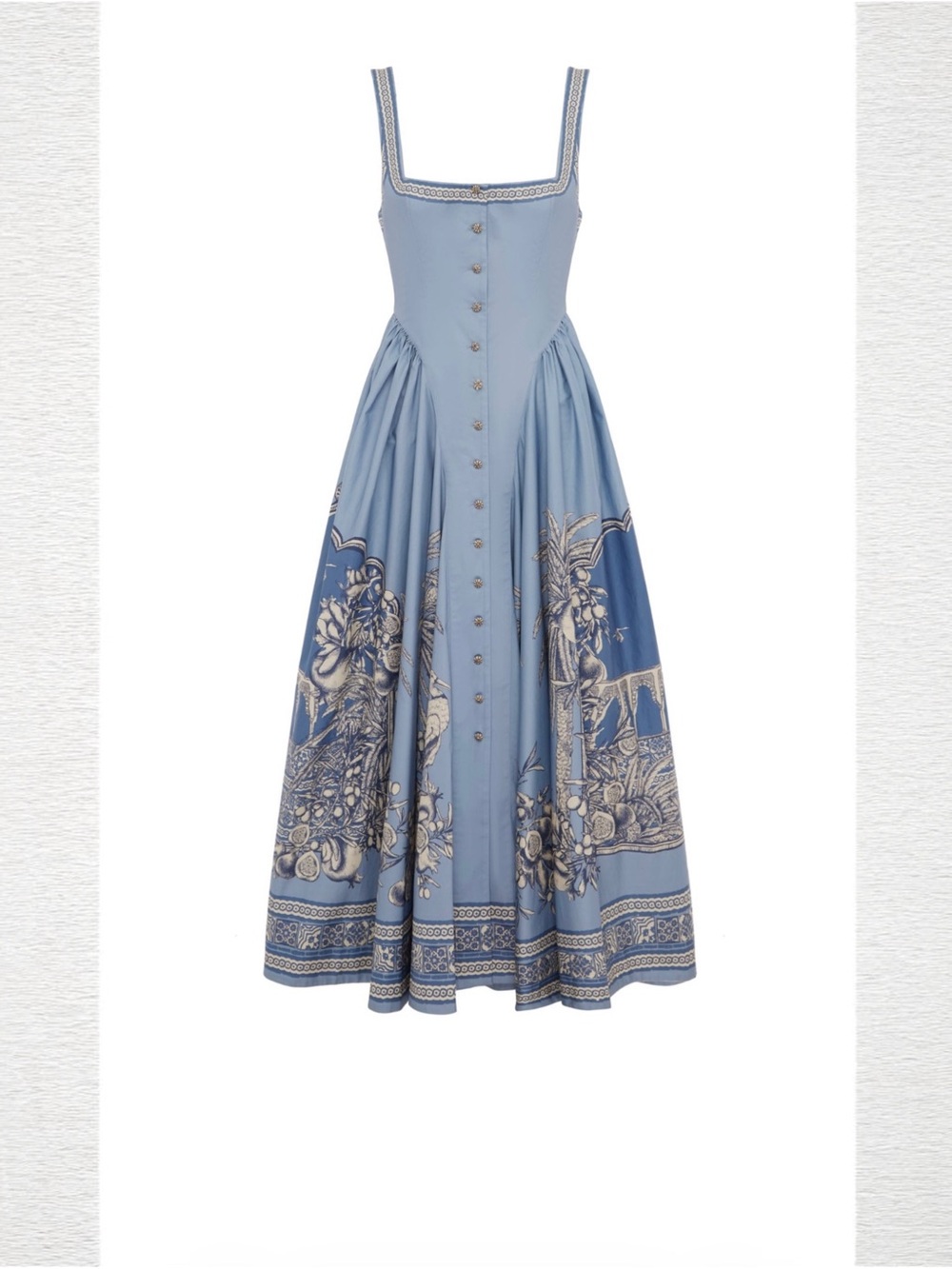ALEMAIS Blue Villa Romantica Midi Dress Size 6